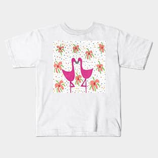 Floral Flamingo Fiesta Print Kids T-Shirt